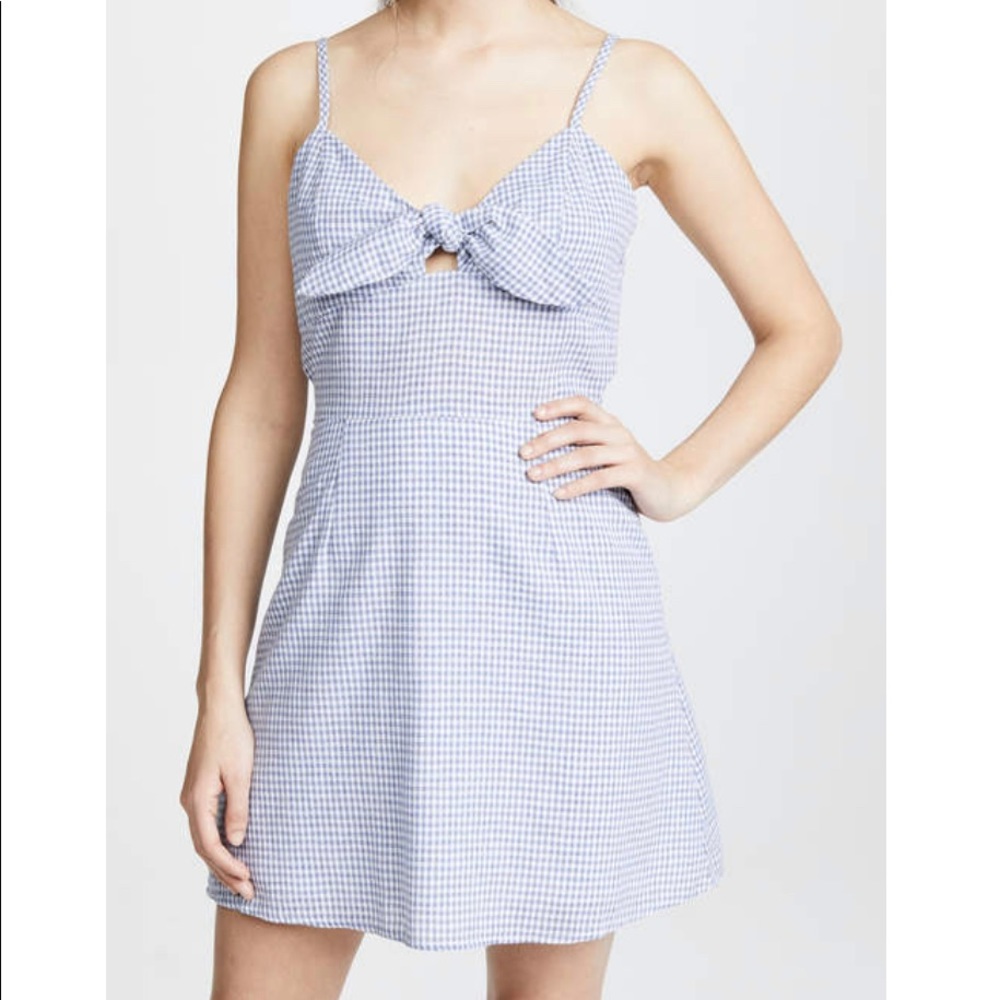 J.o.a. Gingham Dress Tie-Front Blue White Checkered Size XS